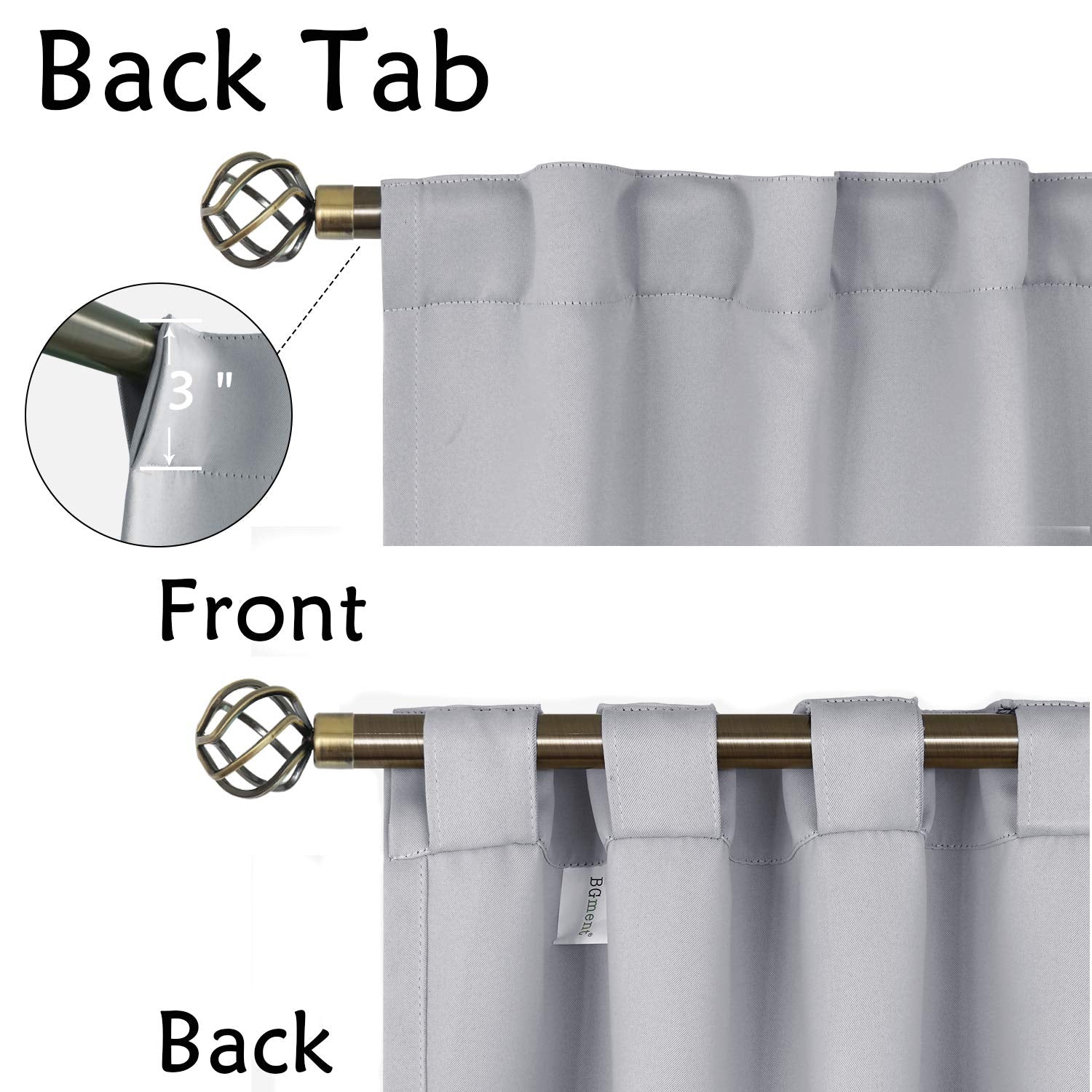 Bgment Rod Pocket And Back Tab Blackout Curtains For Bedroom - Thermal Insulated Room Darkening Curtains For Living Room, 2 Window Curtain Panels (70 X 63 Inch, Light Grey)
