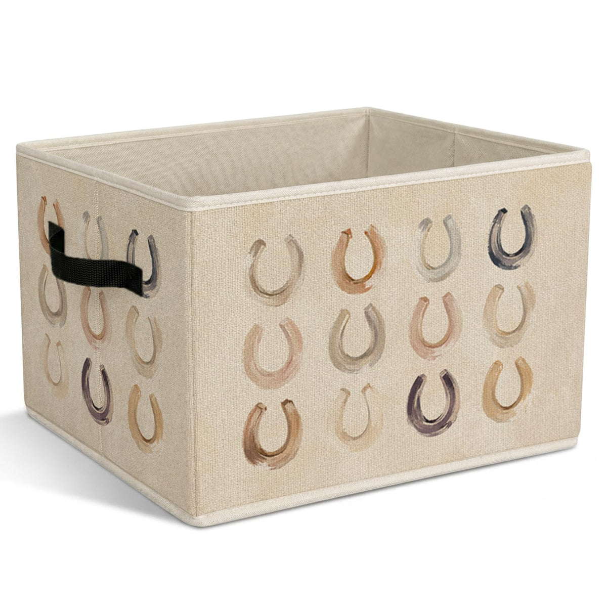 Tpbnnyqi Southwestern Horseshoes Foldable Storage Bins with Handles, Modern Country Cowboy Decorative Storage Basket for Organiz