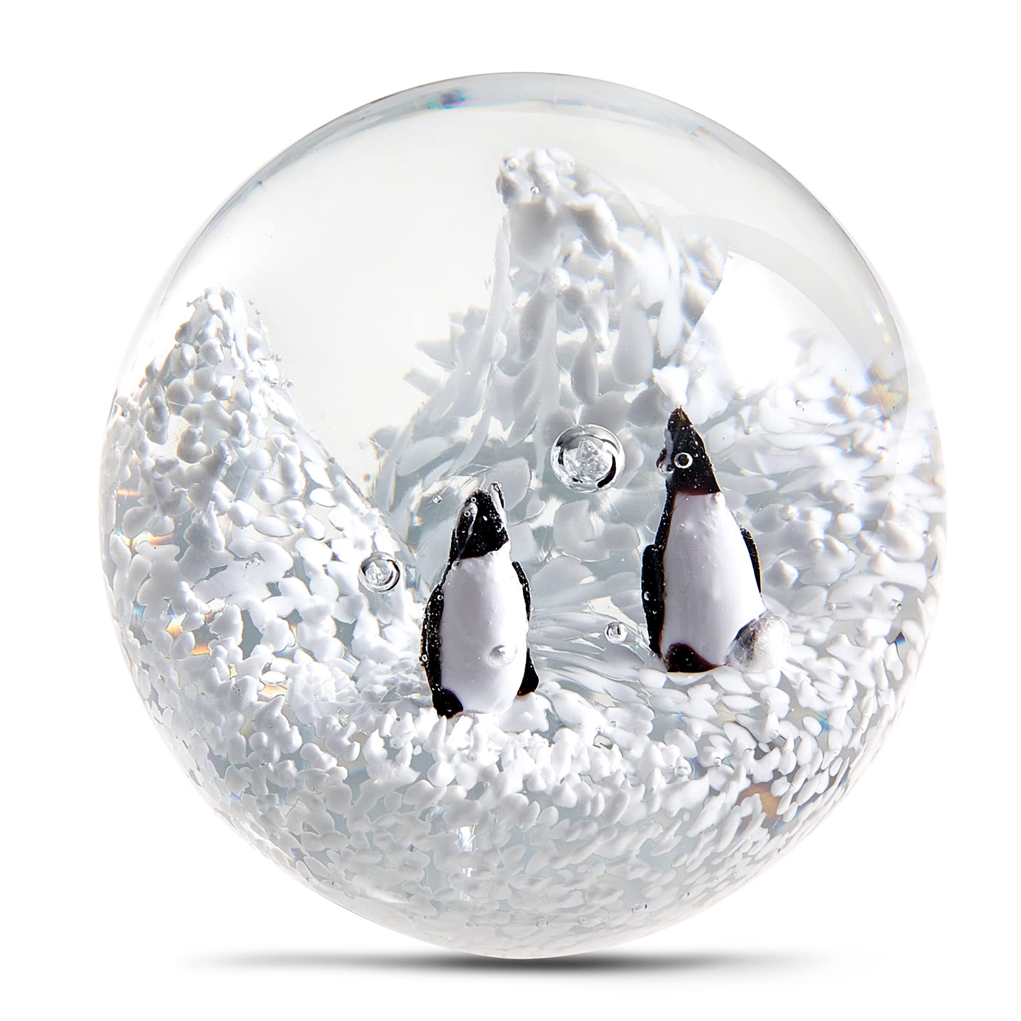 EUSTUMA Hand Blown Glass Penguin Paperweight,Sea Animal Ornament for Fish Tank Aquarium,Sea Animals Collection for Birthday Gift