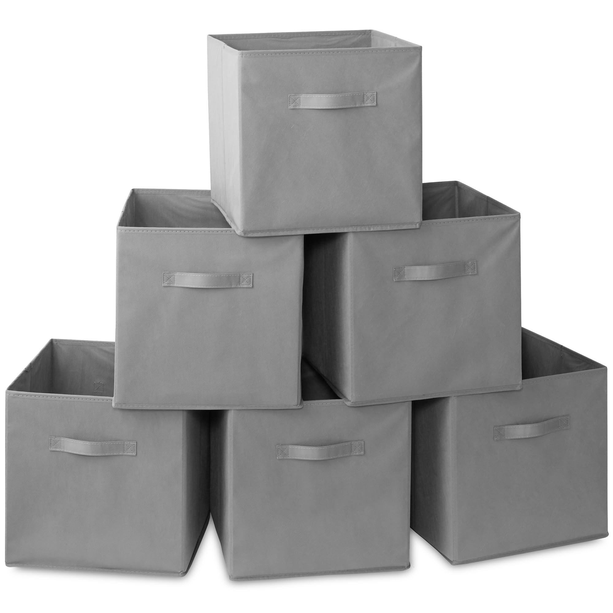 Casafield Set of 6 Collapsible Fabric Cube Storage Bins, Gray - 13'' Foldable Cloth Baskets for Shelves, Cubby Organizers & More