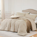 Quataly King Comforter Set Oatmeal,3Pcs Soft Lightweight Breathable Bedding Comforter Sets For All Season, King Size(104''  90''