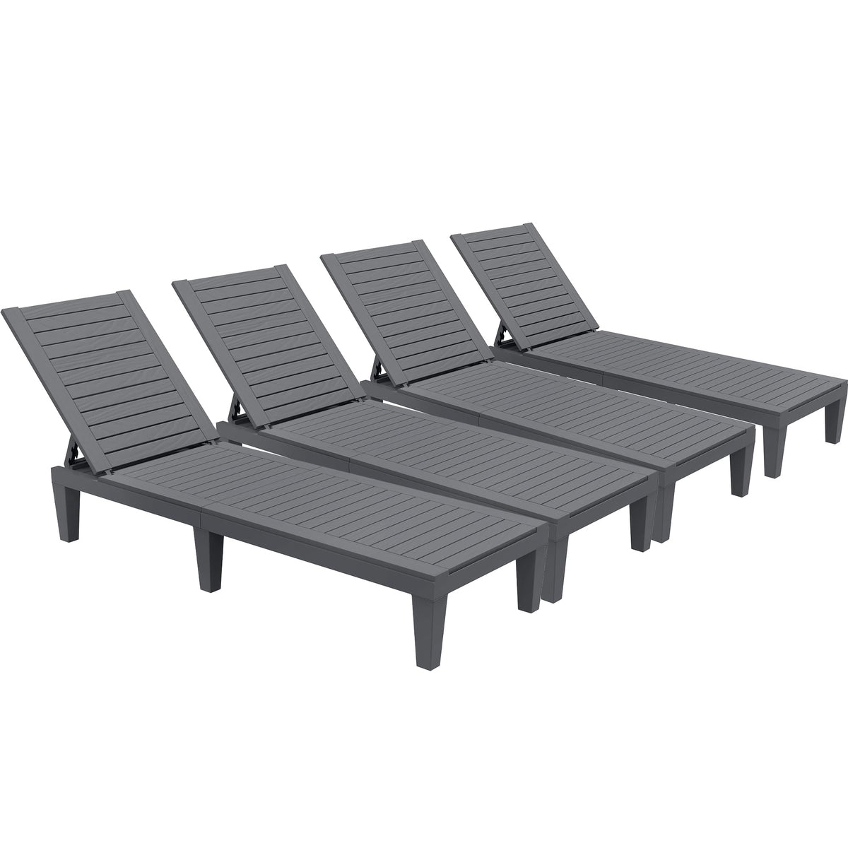 Yitahome Outdoor Chaise Lounge Chairs Set Of 4 With Adjustable Backrest, Sturdy Loungers For Patio & Poolside, Easy Assembly & Waterproof & Lightweight With 265Lbs Weight Capacity, Dark Grey