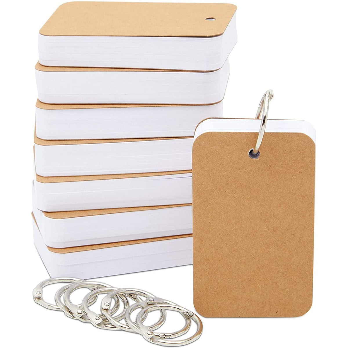 Juvale 8 Pack Blank Flash Cards With Rings For Studying With 50 Sheets Each, 250Gsm Index Notecards (2.2 X 3.5 In)