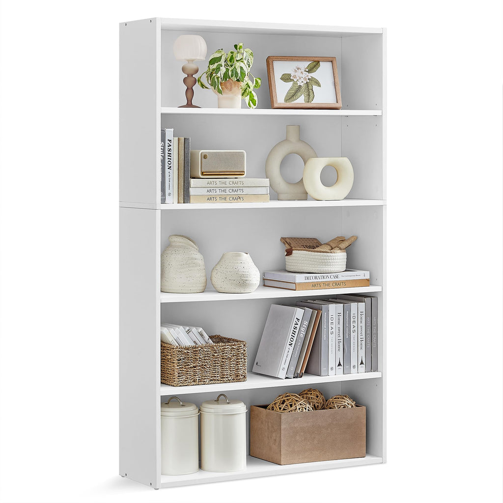 Vasagle Bookshelf, 30 Inches Wide, 5-Tier Open Bookcase With Adjustable Storage Shelves, Floor Standing Unit, Cloud White Ulbc175T14