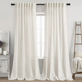 Back Tab Linen Curtains 96 inches Long 2 Panels Set for Living Room Sliding Glass Door Ivory Cream Semi Sheer Curtains Light Fil