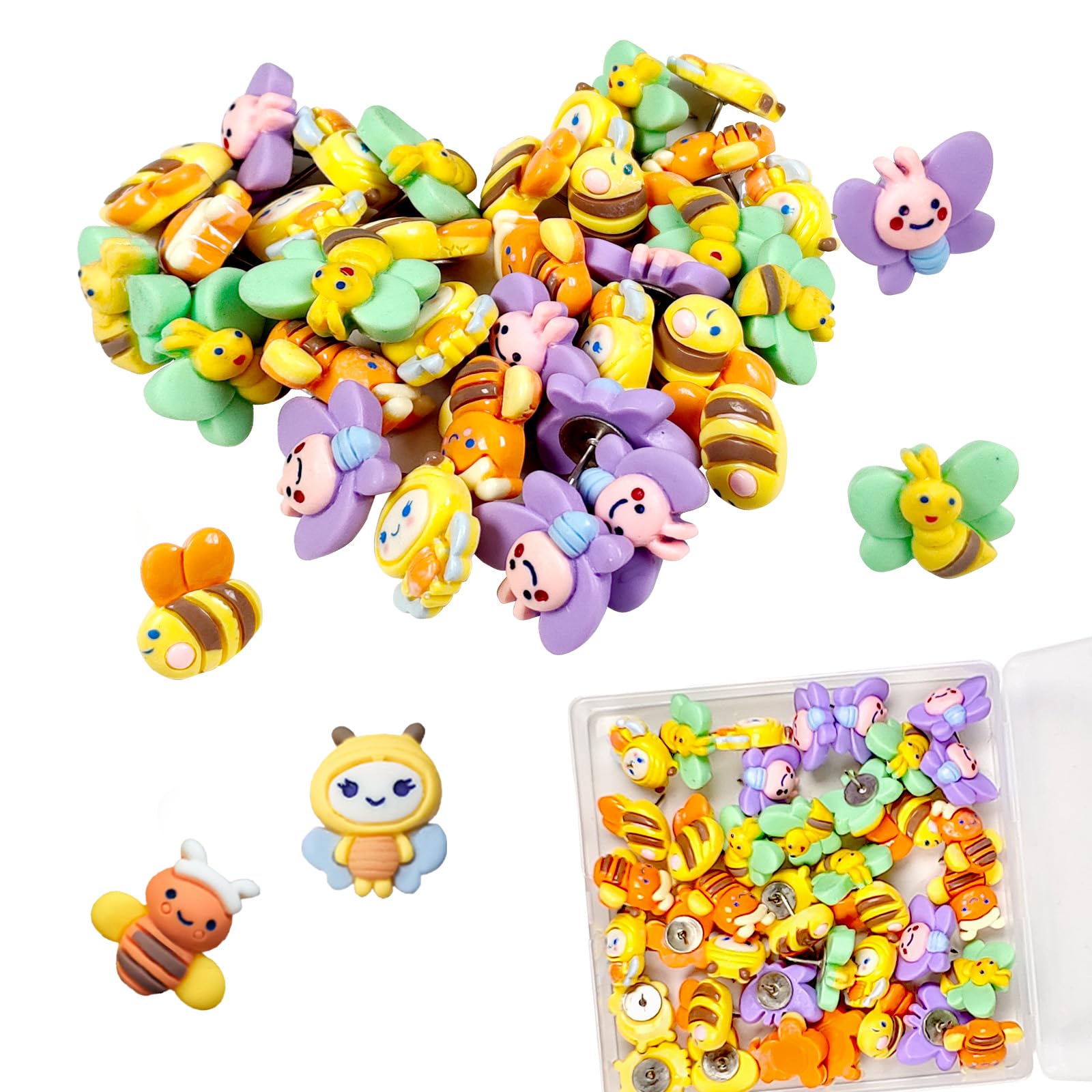 40 Packs Decorative Thumb Tacks - Cute Push Pins Colorful Pushpins For Photo Wall Cork Board Bulletin Board Home Office Decor Cu