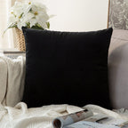MIULEE Velvet Pillow Cover Decorative Halloween Square Pillowcase Soft Solid Cushion Case for Sofa Bedroom Car 26 x 26 Inch Blac