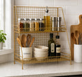 Ogfc 62490 Space Saving Golden 2Tier Organizer Rack, Wire Basket Storage Container Countertop Shelf For Kitchenware Bathroom Ca