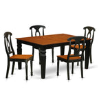 East West Furniture WEKE5-BCH-W 5 Piece Dining Table Set for 4 Includes a Rectangle Kitchen Table with Butterfly Leaf and 4 Dining Room Chairs, 42x60 Inch, Black & Cherry