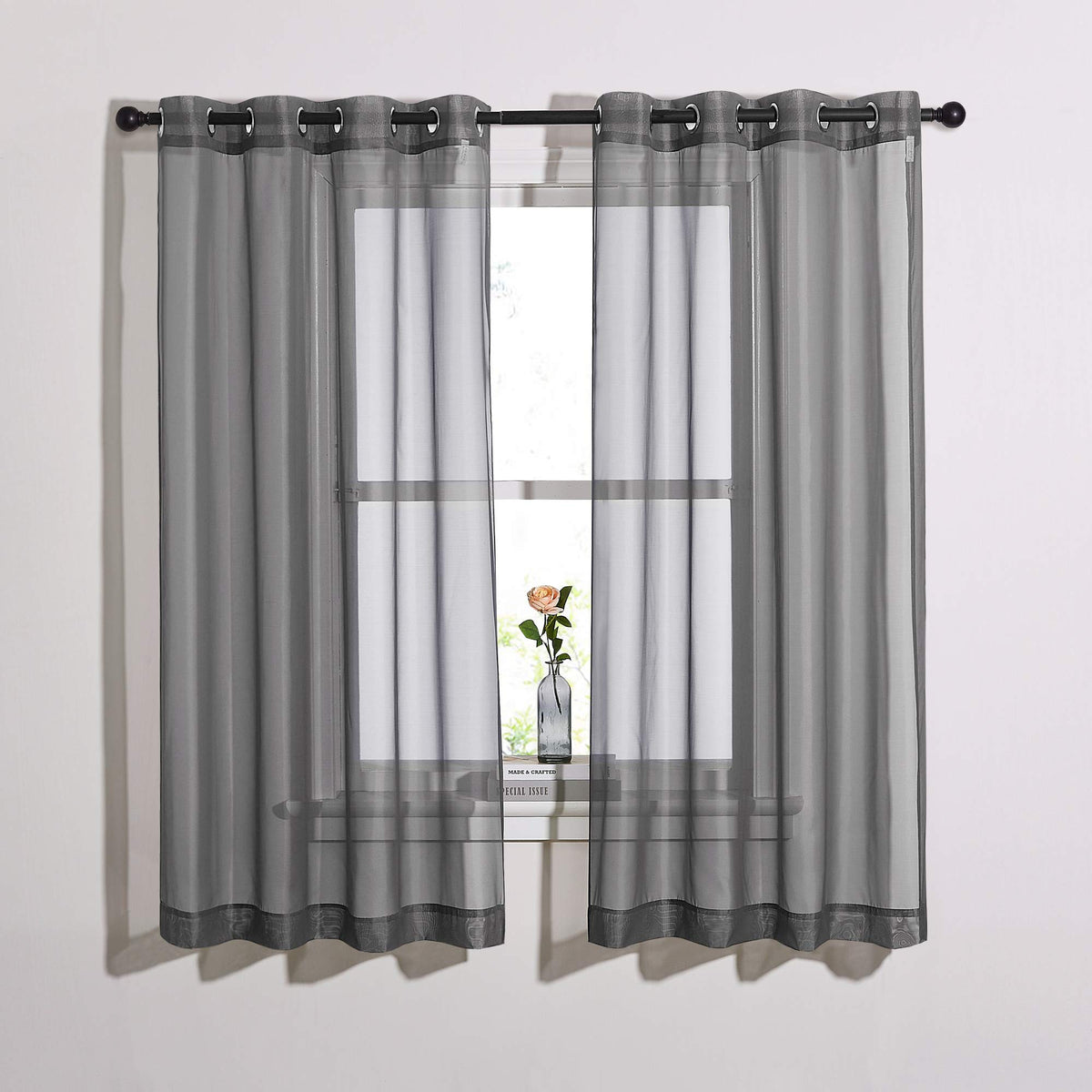 Nicetown Transparent Sheer Curtains Panels - Voile Window Curtain Drapes With Grommet For Bedroom & Kitchen & Dining Room (54'