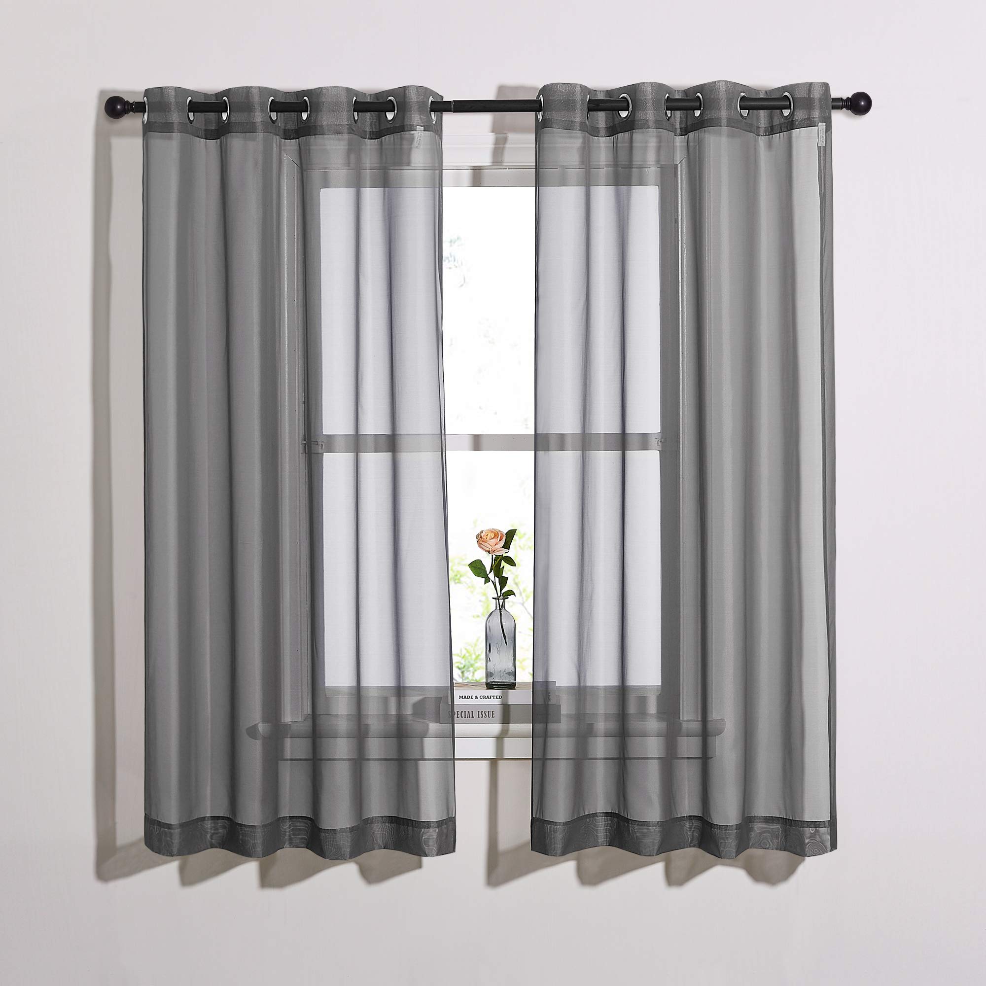 Nicetown Transparent Sheer Curtains Panels - Voile Window Curtain Drapes With Grommet For Bedroom & Kitchen & Dining Room (54'