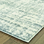HomeRoots Polyester 8’x11’ Ivory and Gray Abstract Strokes Area Rug