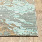 HomeRoots Nylon, Polypropylene 4’x6’ Blue and Gray Abstract Impasto Area Rug
