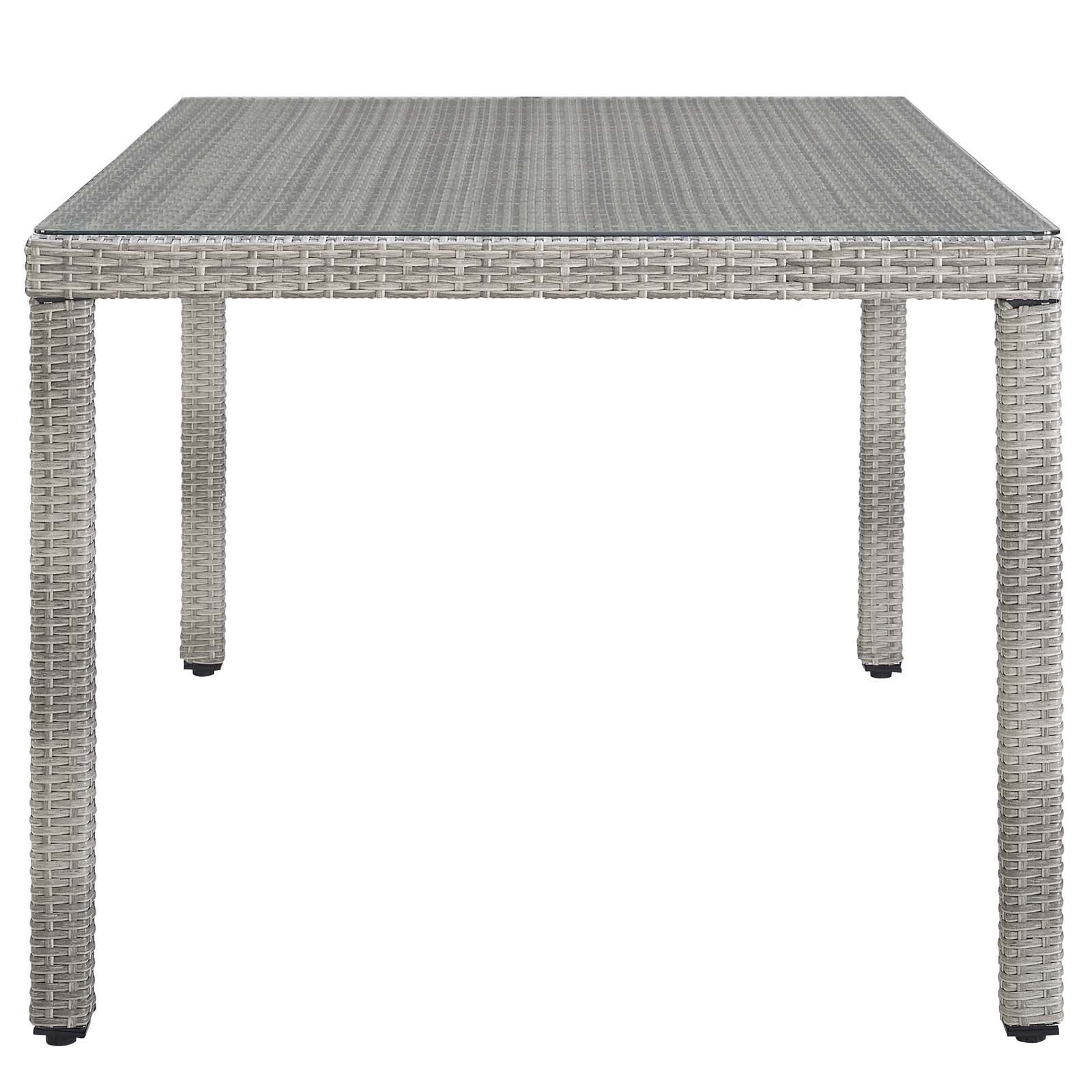 Modway Aura Wicker Rattan Glass Outdoor Patio 68&quot; Rectangular Dining Table in Gray
