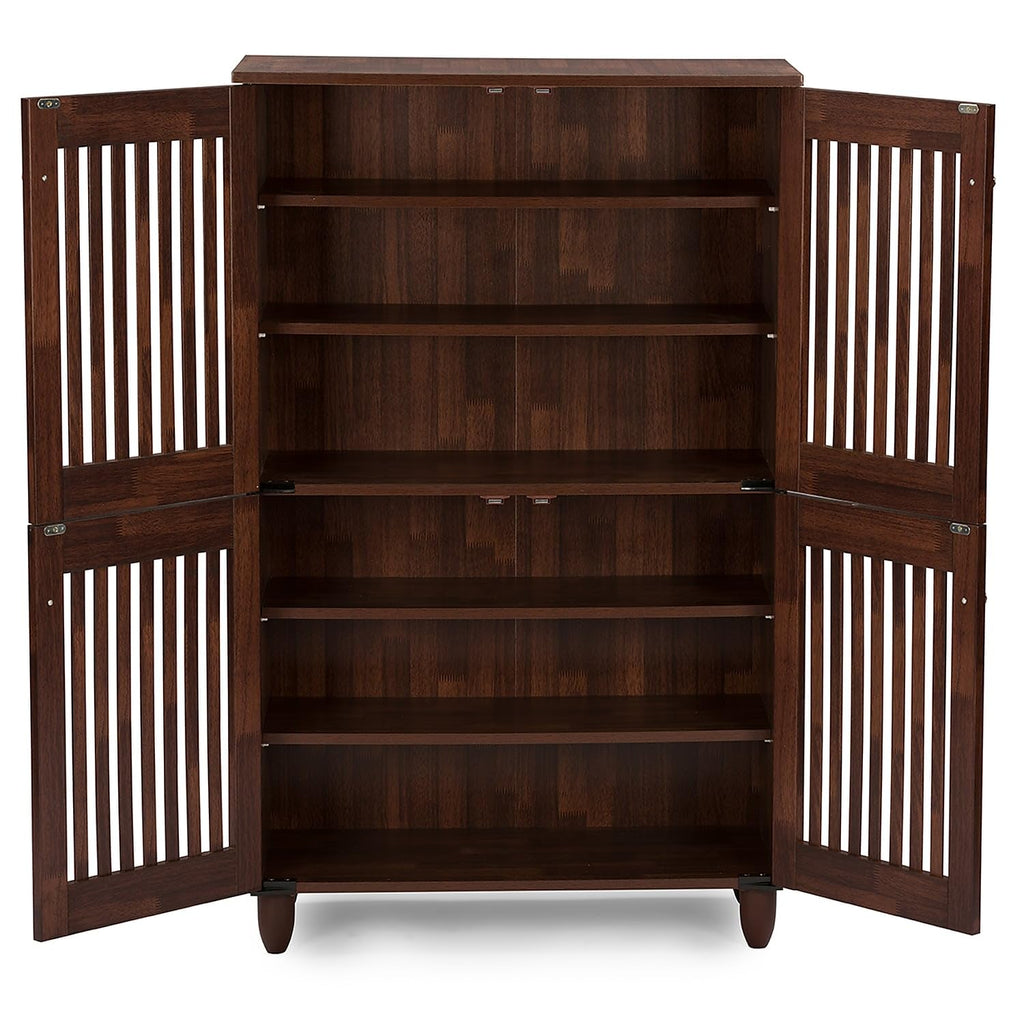 Baxton Studio Fernanda 4-Door Shoe Storage Cabinet, Brown (118-6512-Hit)