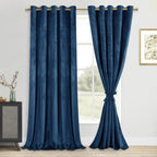DWCN Velvet Curtains Extra Wide - Elegant Navy Blue Bundleable Heavy Duty Thermal Insulated Noise Absorb Grommet Window Panels f