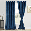Dwcn Velvet Curtains Extra Wide - Navy Blue Blackout Refresh Bundleable Heavy Duty Thermal Insulated Noise Absorb Grommet Window