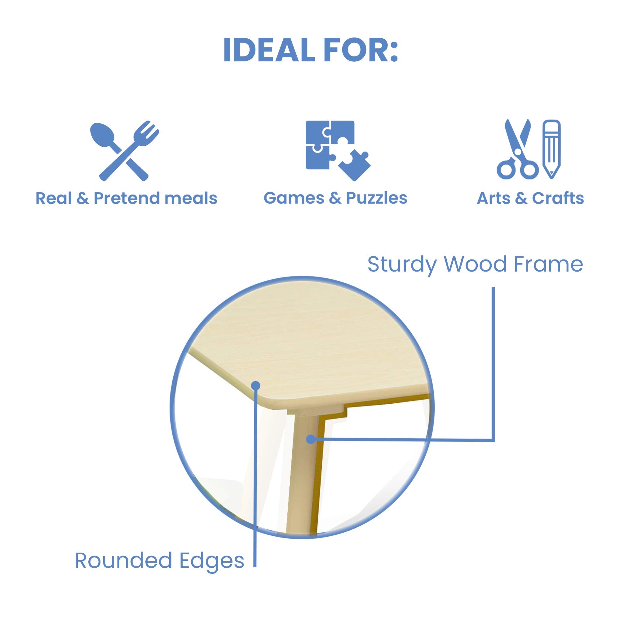 Delta Children Kids Table And Chair Set (4 Chairs Included), Natural/Primary