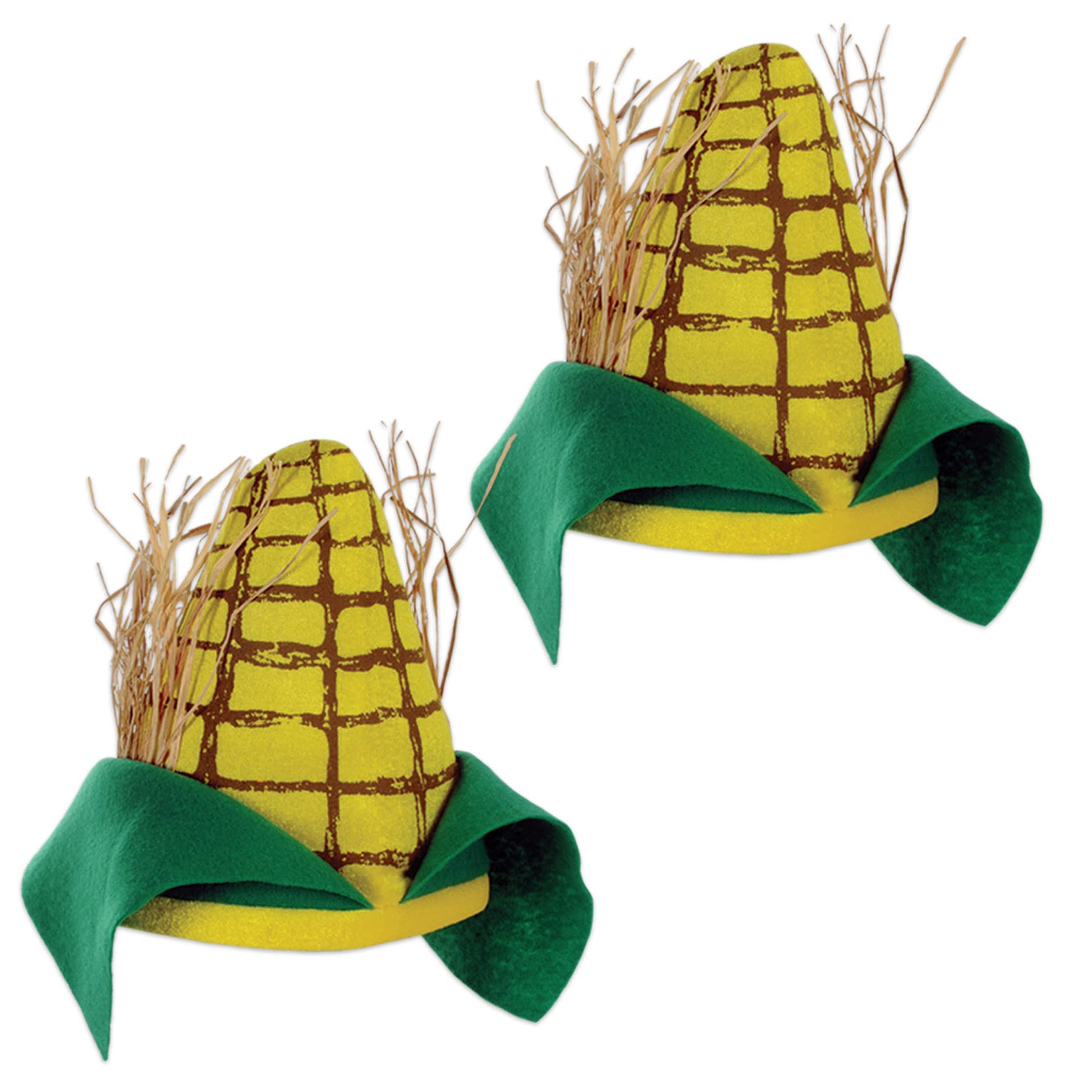 Beistle Unisex Plush Corn Cob Hats, 2 Pieces - Farm Party Supplies, Halloween Costume Dress Up, Harvest Themed Festivals, Novelt