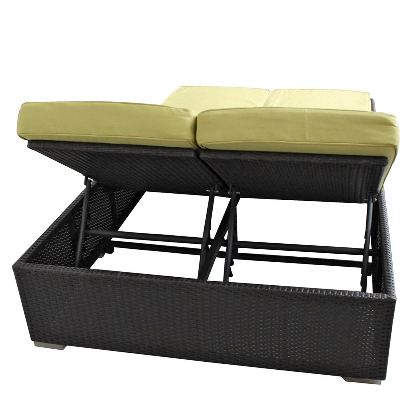 Modway Evince Two-Seater Outdoor Wicker Patio Chaise Recliner In Espresso With Peridot Cushions