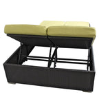 Modway Evince Two-Seater Outdoor Wicker Patio Chaise Recliner In Espresso With Peridot Cushions
