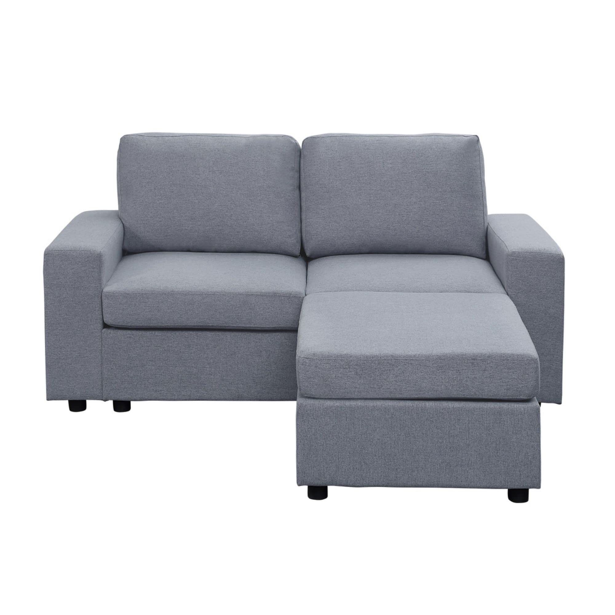 Lilola Home Arroyo Light Gray Linen Reversible Loveseat Chaise