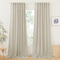RYB HOME Semi Sheer Curtains - Linen Textured Curtains Light Filtering Privacy Panels for Patio Sliding Glass Door Office Large 