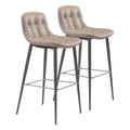 Zuo Modern Tangiers Bar Chair Set Steel, Foam, Faux Leather Taupe, Dark Gray Indoor Weight Capacity 280 lbs Dimensions: 17.3" W x 20.7" D x 40.2" H Pack of 2