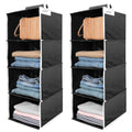 Nuwi Hanging Organizer Engineered Wood 4 Shelves Non Woven Foldable|Collapsible Wardrobe Organiser For Regular Garments Cupboard