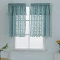 CALANDIS 1 Panel Embroidered Lace Window Voile Sheer Curtain Tiers 74X90Cm B Blue
