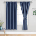 Jiuzhen Blackout Curtains For Bedroom– Thermal Insulated,Noise Reducing Room Darkening Rod Pocket Curtains For Living Room, Set Of 2 Panels With Tiebacks, 42 X 63 Inch Long, Dusty Blue