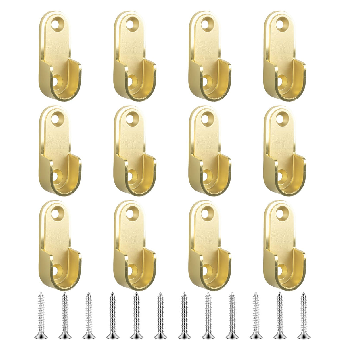INCREWAY 12PCS Oval Closet Rod Supports, Wardrobe Bracket Zinc Alloy Closet Rod Holders, Wall Mounted Flange Bracket for Pole En