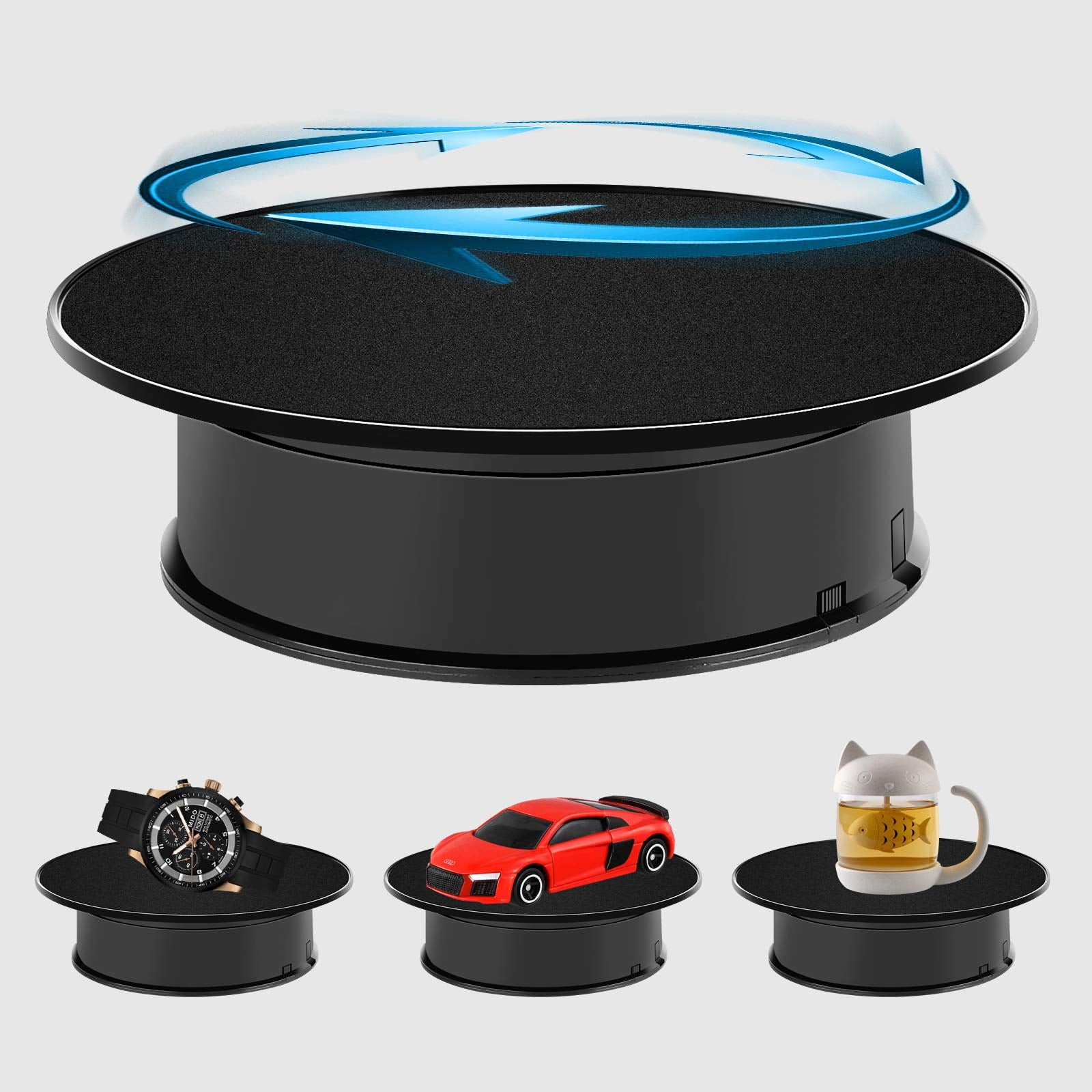 Inovat Upgrade 8 Ultra-Quiet Motorized Rotating Display Stand for Video Photography Products Display, 360 Degree Black Velvet Ro