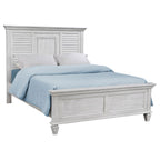 Coaster Home Furnishings Franco Farmhouse Wood Eastern King Size Panel Bed Frame 57-inch Headboard Distressed White 205331KE