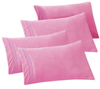 Elegant Comfort 4-Pack Solid Pillowcases 1500 Thread Count Egyptian Quality - Easy Care, Smooth Weave, Wrinkle And Stain Resistant, Easy Slip-On, 4-Piece Set, King Pillowcase, Light Pink