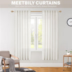 Meetbily Ivory Linen Sheer Curtains 63 Inch Length For Living Room 2 Panel Set Farmhouse Rod Pocket Window Drapes Light Filterin