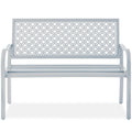 Best Choice Products Outdoor Bench 2-Person Metal Steel Benches Furniture For Garden, Patio, Porch, Entryway W/Geometric Backrest, 790Lb Capacity - Light Gray