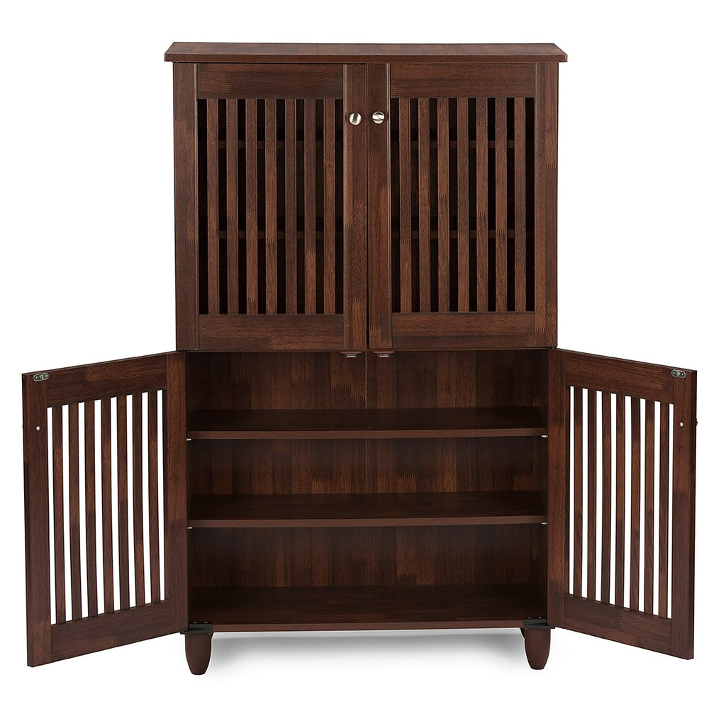 Baxton Studio Fernanda 4-Door Shoe Storage Cabinet, Brown (118-6512-Hit)