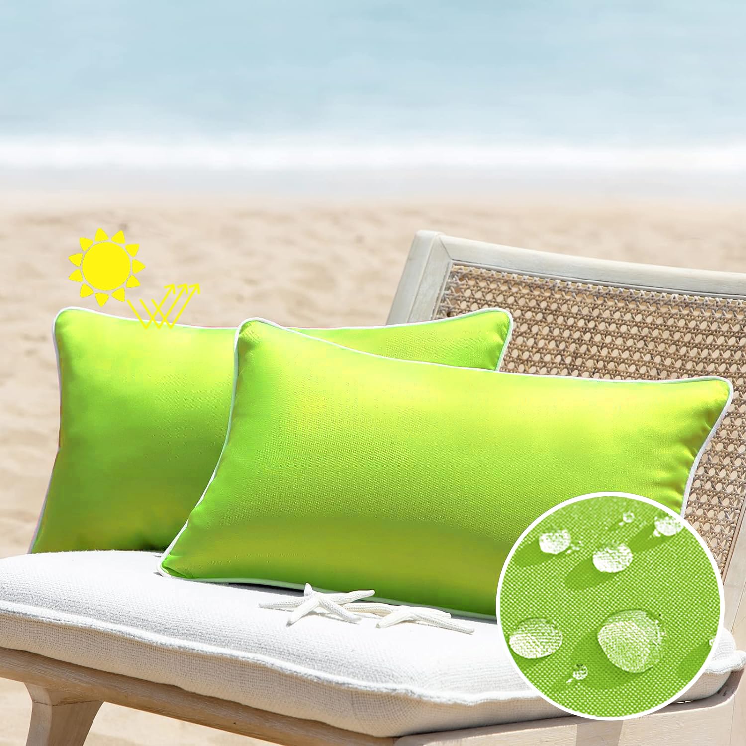 All Smiles Green 12X20 Set Of 2 Outdoor Waterproof Lumbar Pillowcase Throw Pillow Covers Decorative Outside Patio Furniture Cush