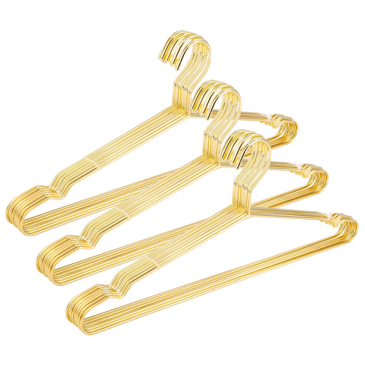 17.7 Strong Metal Wire Clothes Hangers, Coat Hanger, Standard Suit Hangers, Metal Shirt Dress Hanger Rack, 30 Pack, Gold