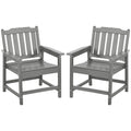 Outsunny All-Weather Patio Chairs Set of 2, HDPE Patio Dining Chair Set, Heavy Duty Wood-Like Outdoor Furniture for Garden, Back