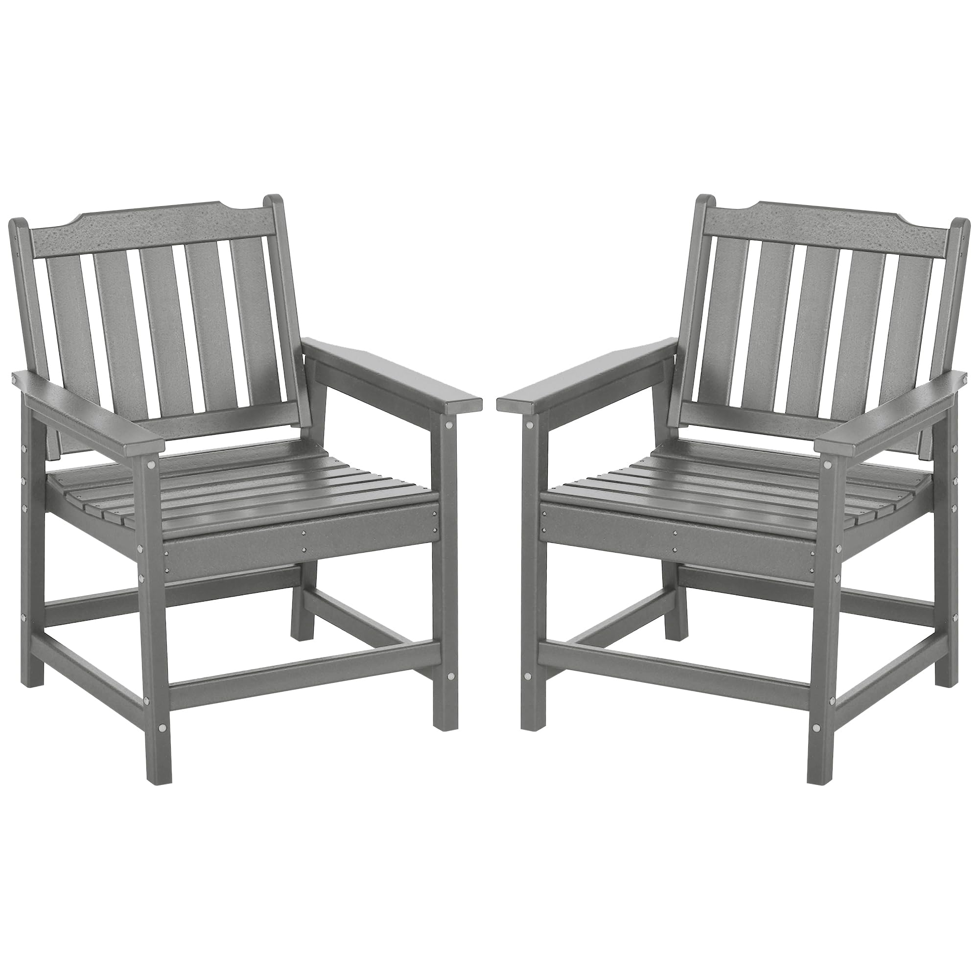 Outsunny All-Weather Patio Chairs Set of 2, HDPE Patio Dining Chair Set, Heavy Duty Wood-Like Outdoor Furniture for Garden, Back