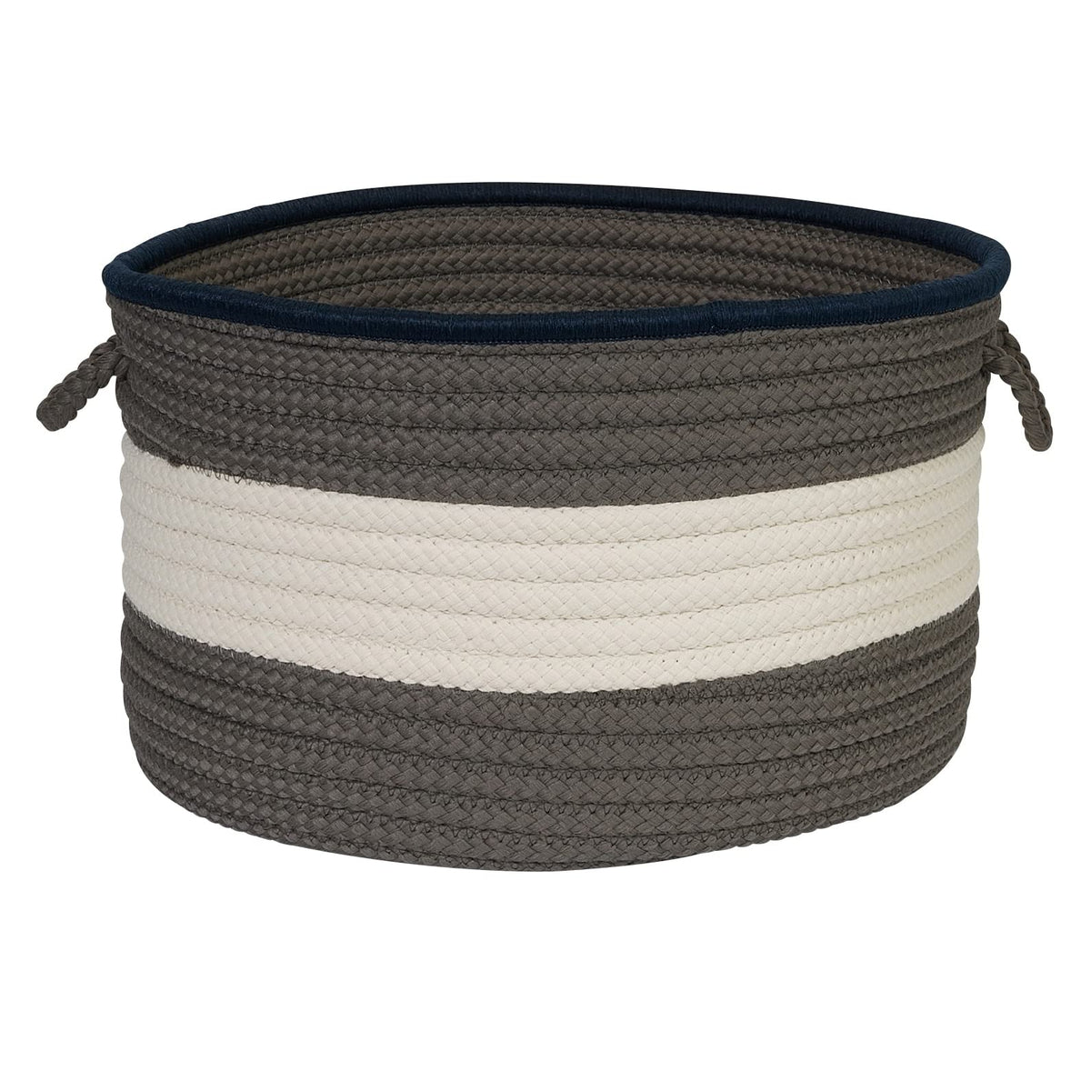 Colonial Mills Color Block Round Basket, 18 By 12-Inch, Navy/Gray