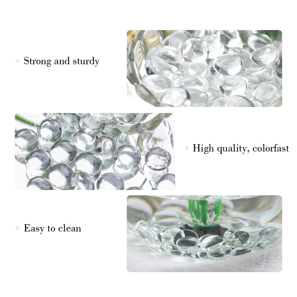 Domestar 2Lb Clear Flat Glass Marbles, Clear Glass Beads Decorative Gem Pebbles Mancala Stones For Vase Filler Table Scatter Hom