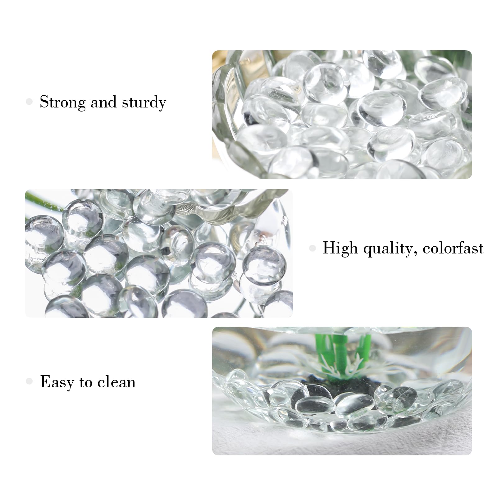 Domestar 2Lb Clear Flat Glass Marbles, Clear Glass Beads Decorative Gem Pebbles Mancala Stones For Vase Filler Table Scatter Hom