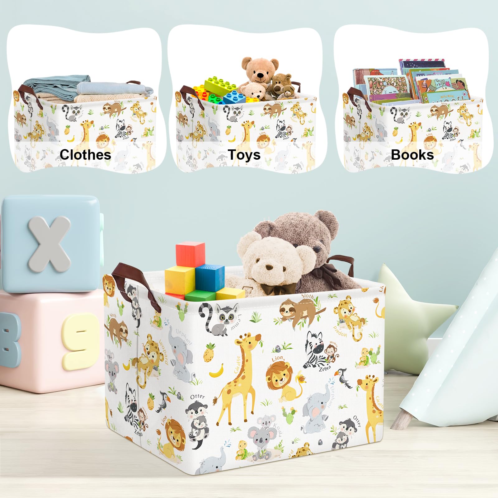 Clastyle Rectangular Baby Storage Basket Large Collapsible Kid Toy Bin Nursery Classroom Books Shelf Basket Shower Towel Gift Ba