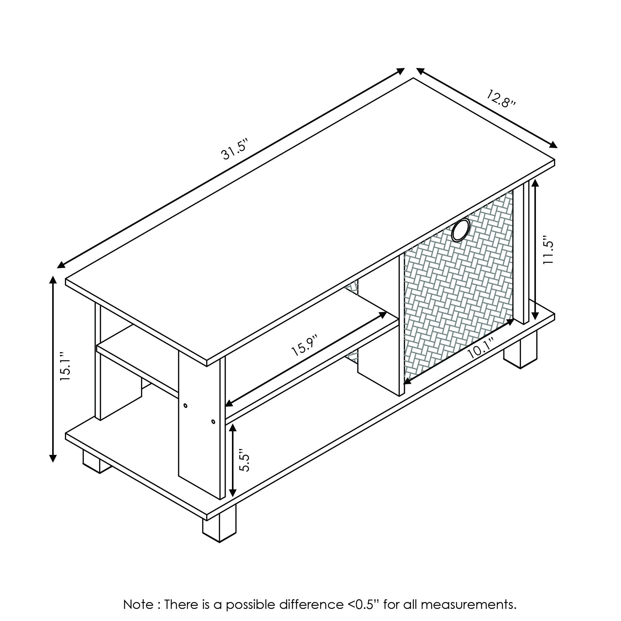 FURINNO Simplistic Entertainment TV Stand with Storage Bin, French Oak Grey/Black,13239GYW/BK