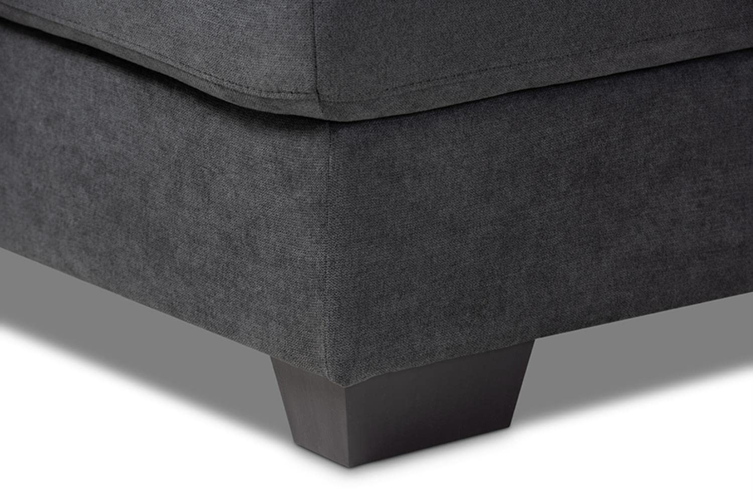 Baxton Studio Langley Modern and Contemporary Dark Grey Fabric Upholstered Sectional Sofa with Right Facing Chaise