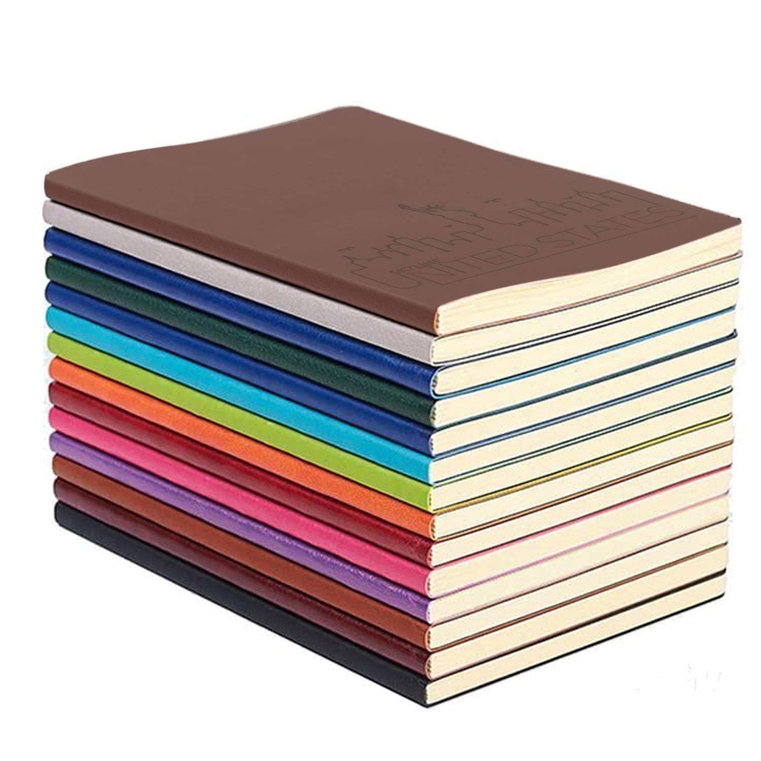 Xiduobao Colorful Pu Leather Notebook, A5 Travel Journal Set, Writing Diary Subject Notebooks Journals For Traveler, Students An