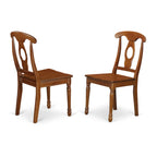 East West Furniture DLNA5-SBR-W 5 Piece Dining Set Includes a Round Dining Room Table with Dropleaf and 4 Wood Seat Chairs, 42x42 Inch, Saddle Brown